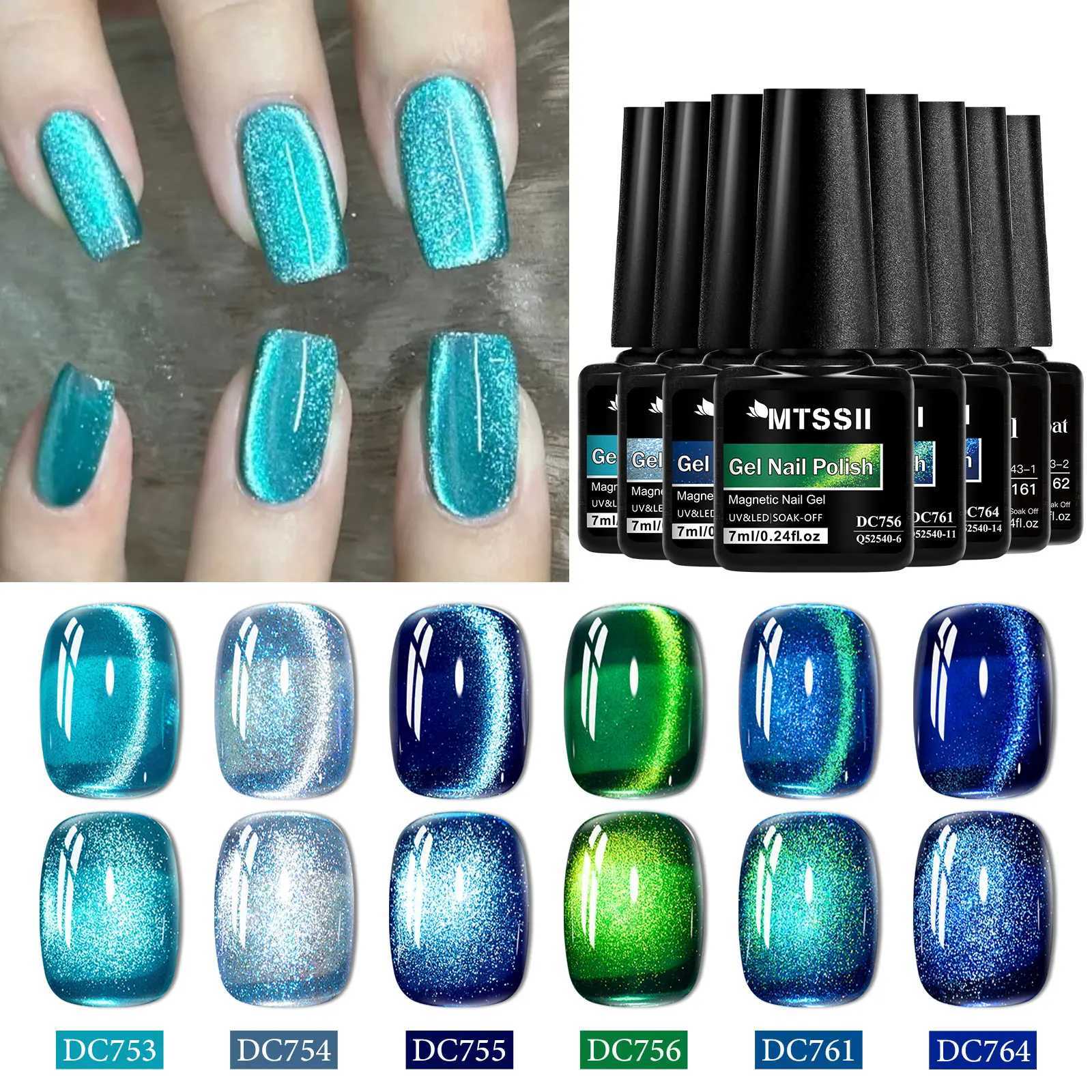 8pcs Jelly Glass Bead Cat Magnetic Gel Nail Polish Set With Magnet Stick Base Gel Top Coat Semi Permanent Soak Off UV Gel KitT251127