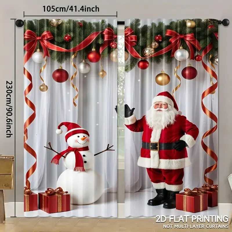 Curtain Christmas Santa Claus curtains pole bag curtains bedroom and living room decorations home decorations Christmas decorations Y251126