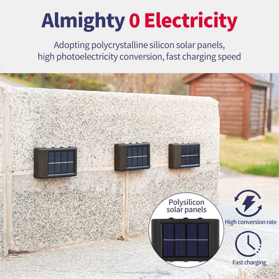 4/6/8/10LEDs Solar Wall Lamp Yard Street Decor Light Outdoor Waterproof Up and Down Luminous Lighting Garden Landscape LampM251127