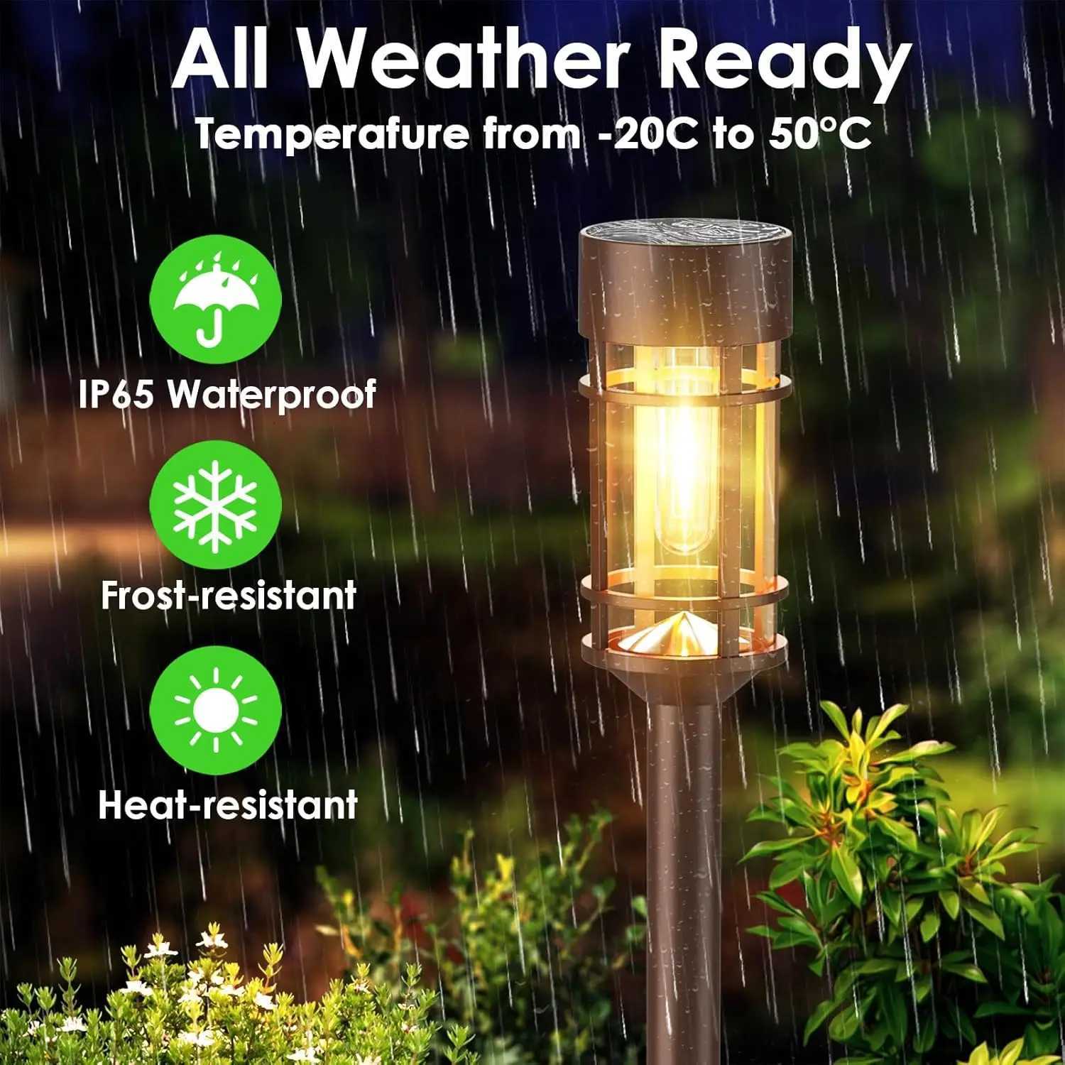 2-8PCS Solar Outdoor Tungsten Filament Waterproof Ground Plug Lawn Courtyard Lamp Landscape Lighting Garden Villa Rural DecorM251127