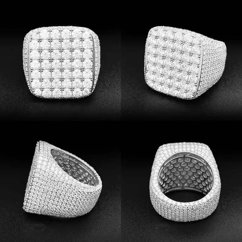 Iced Out Gold Plated 925 Sterling Silver Hip Hop Ring Fine Jewelry Vvs Moissanite Diamond Hiphop Ring