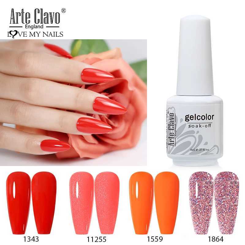 Arte Clavo Art Nails Varnish Top Base Coat Gel Nail Polish UV LED Lamp 115 Colors Soak Off Nail Manicure Semi Permanent 8ml DIYT251127