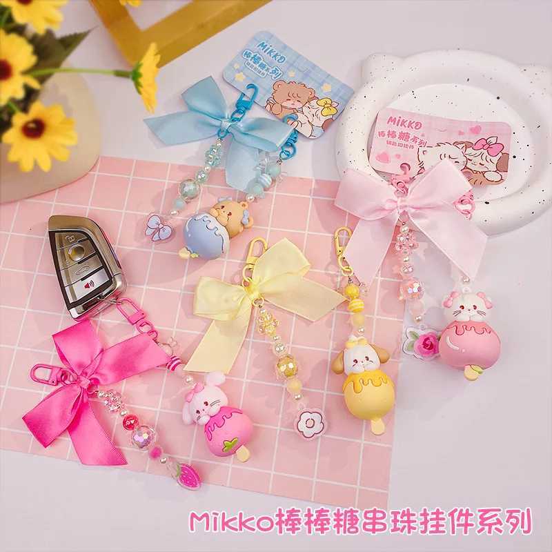 Genuine Kawaii Mikko Lollipop Beaded Keychain Pendant Backpack Pendant Mikko Figurines Keychain Pendant Anime Peripheral GiftT251127