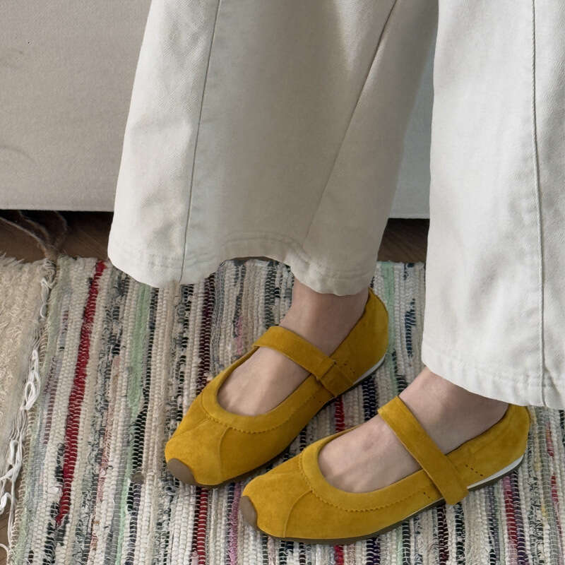 Cowhide Edition 2025- Flat Bottom Inner Height Increase Mary Jane Versatile White Casual Sports Shallow Mouth Single Shoes