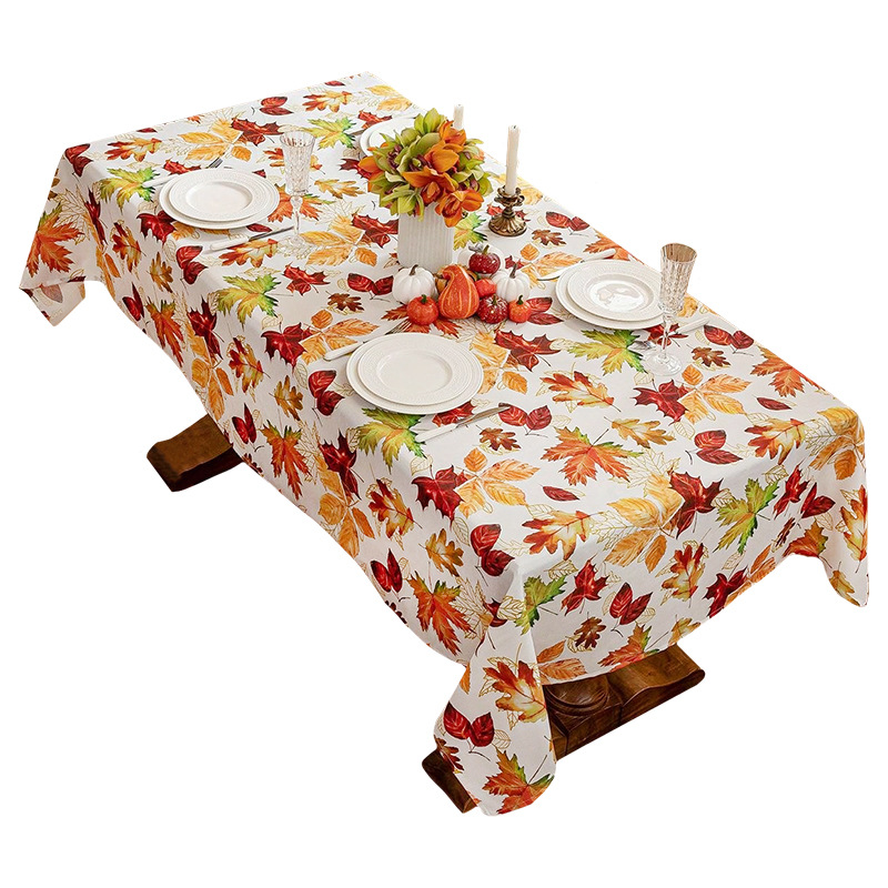 T0432 American style maple leaf print tablecloth waterproof and oil proof tablecloth atmosphere decoration rectangular household coffee table cover