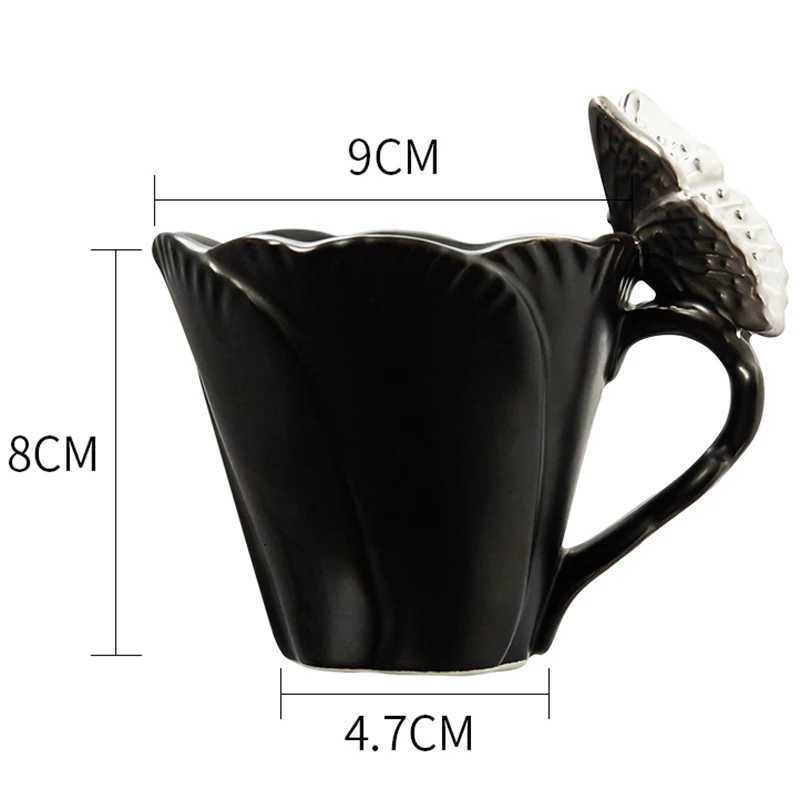 200ml Butterfly Decor Design Coffee Ceramic Cup Light Luxury Flower Shaped Mugs Exquisite High Beauty Mug Cup Birthday Gift C251127
