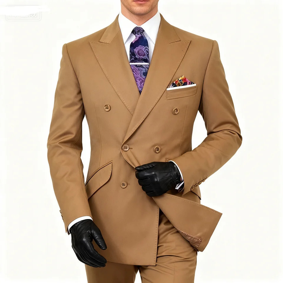 Burgundy Shawl Lapel Double Breasted Suit Jacket for Men Slim Fit Comfortable Wedding Blazer Prom Tops Regular Fit 251126
