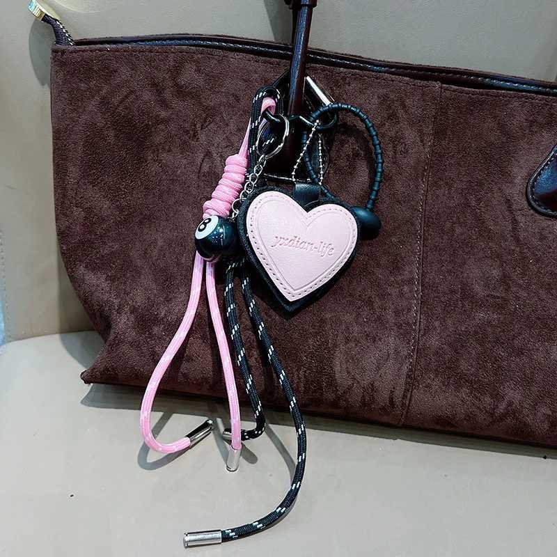 Fashion Creative Lucky Billiard Black No8 Ball Key Chain Weaving Colorful Rope Bag Hanging Trendy Bag Hanging Jewelry GiftT251127