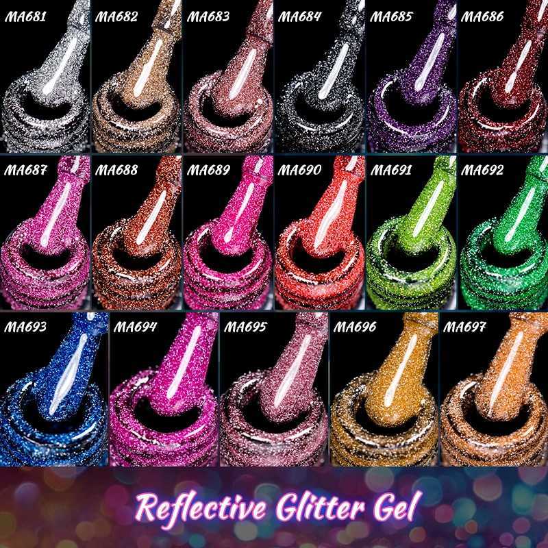 7Ml Reflective GlitterGel Nail Polish Bright Sparkling Silver Color Semi-permanent Soak Off Nail Art UV Varnish Nail SuppliesT251127