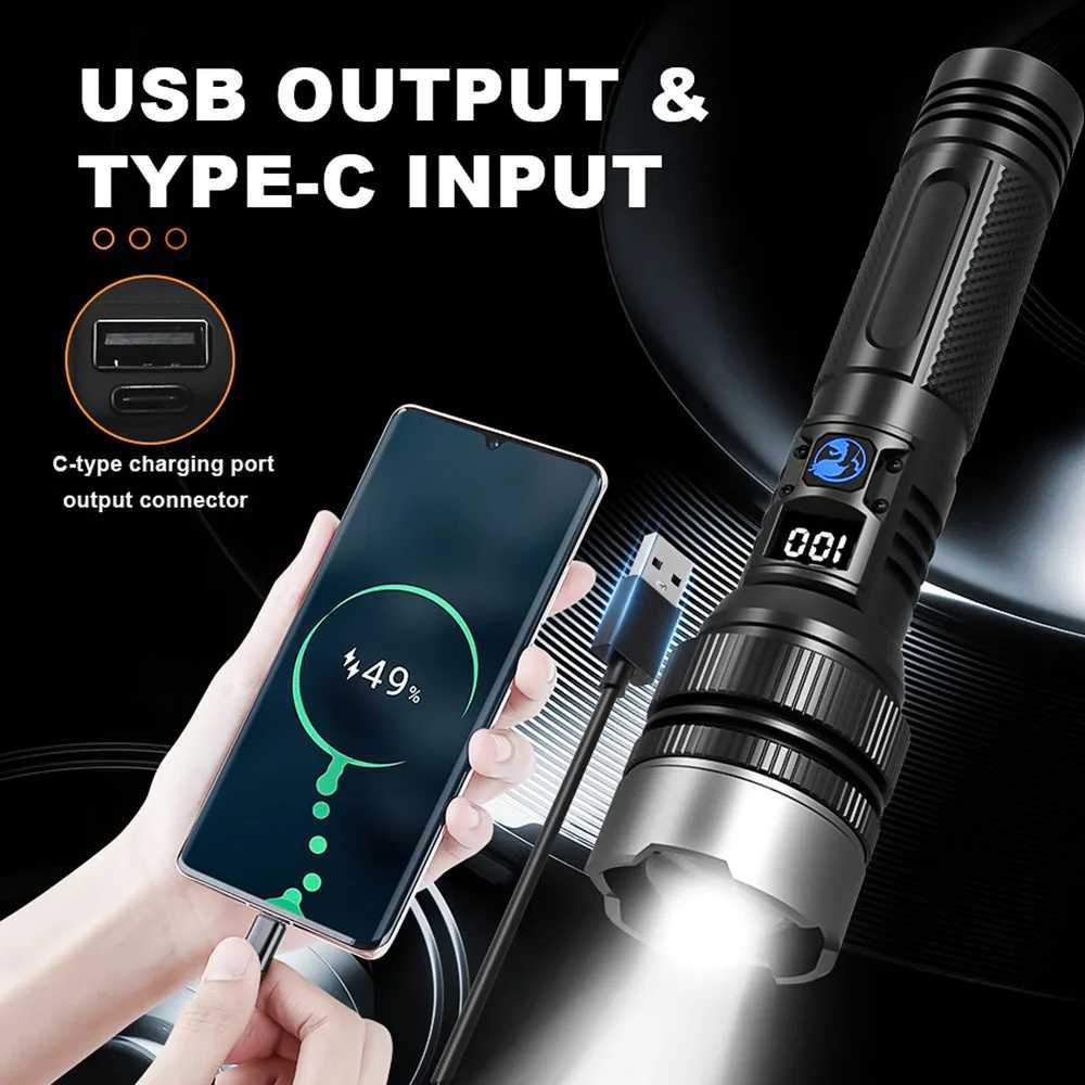 Portable Spotlight Long RangeLED Flashlights High Power Military Tactical Flashlight Zoom Torch Lamp For Outdoor Camping Fishing K251127
