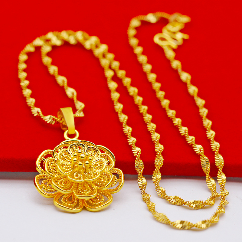 Women's Jewelry 18k Gold Plated Necklaces High Quality 22MM Flower Pendant Necklace Choker Chain Gifts