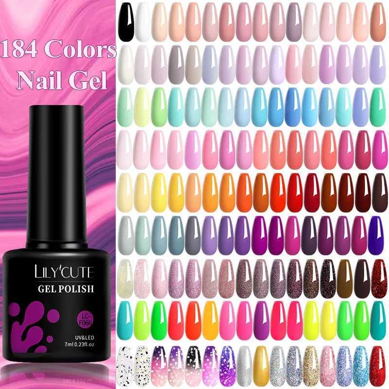 LILYCUTE 184 Colors 7ML Nail Gel Polish Semi-Permanent Glitter Soak Off Base Top Coat UV LED Nail Gel Varnish Nail Art ManicureT251127