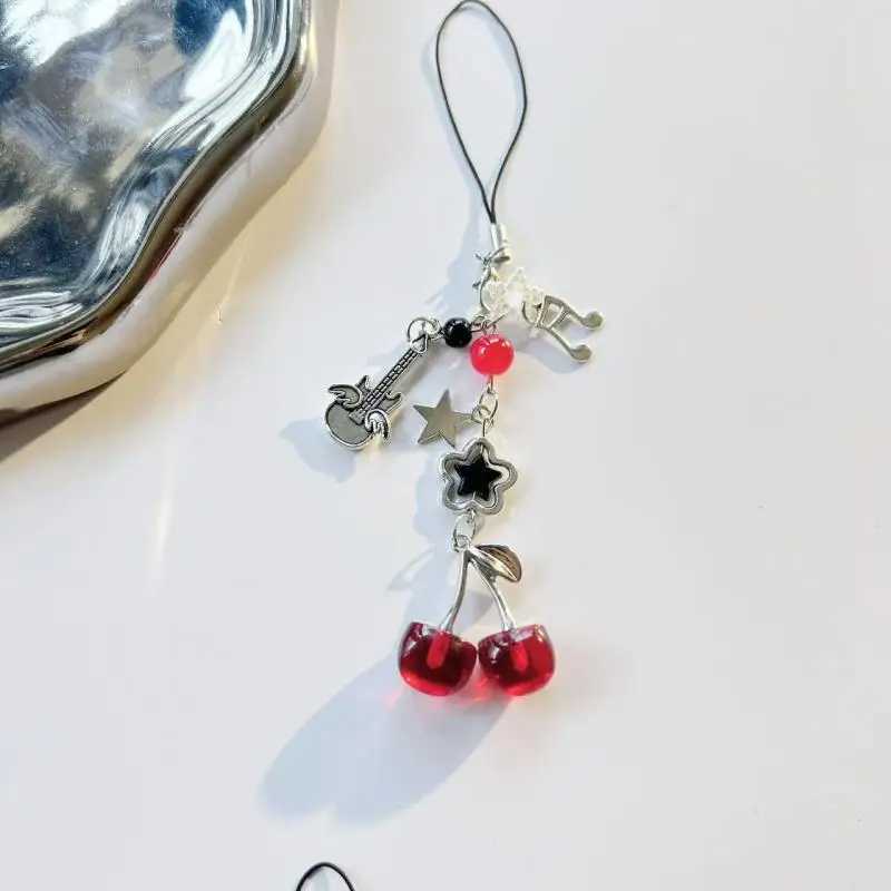 Lovely Red Cherry Bow Key Ring Y2K Bag Pendant Phone Charm Ideal Girlfriend GiftT251127