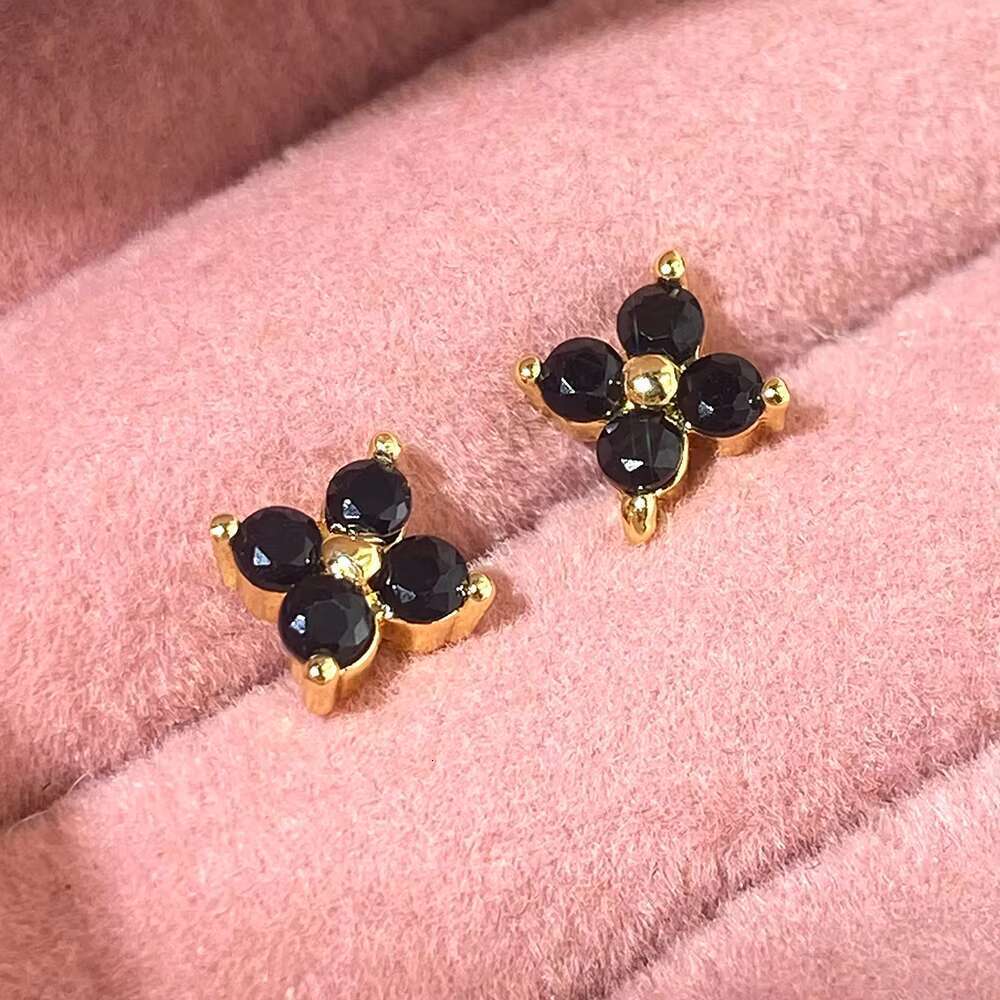 DHCollections Girl Fine Jewelry Sweet Factory Custom Multi Color Stone Black Gold Plated Sterling Sier Mini Stud Earrings for Kids