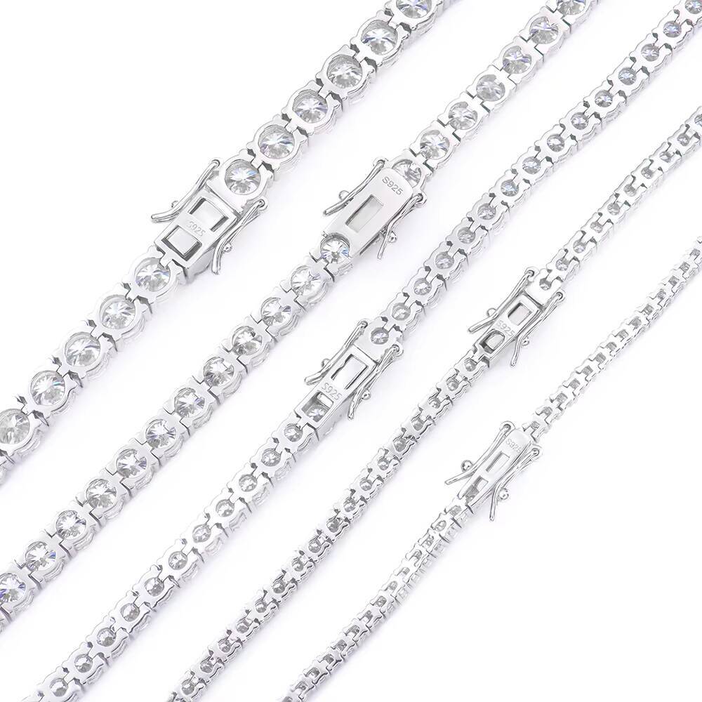 Limited-Time Bargains Polished 925 Silver Round Shape Mossanite Diamond White Gold Tennis Bracelet Fashion Jewelry for Young