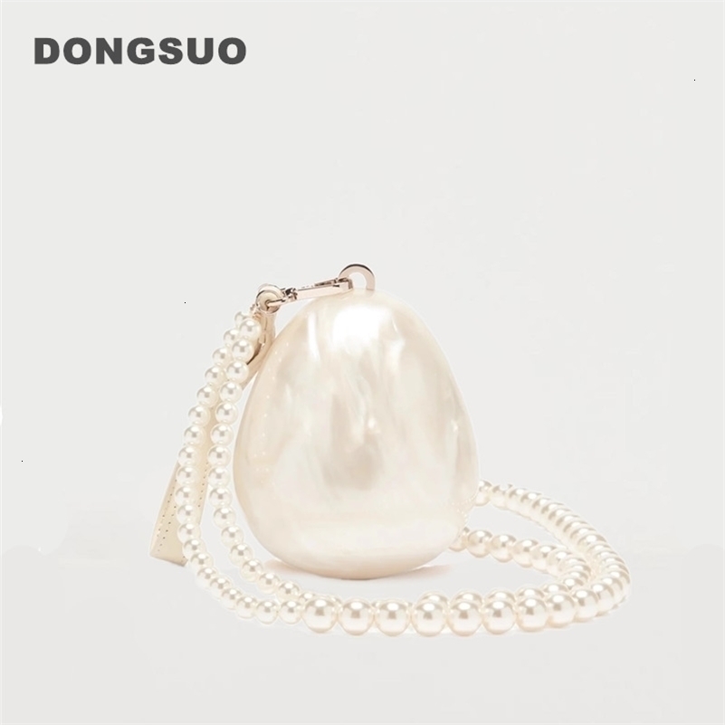 Women Acrylic mini egg bag cute pearl Evening Clutch Bag with beaded strap For Wedding Party purse And Handbag 251126