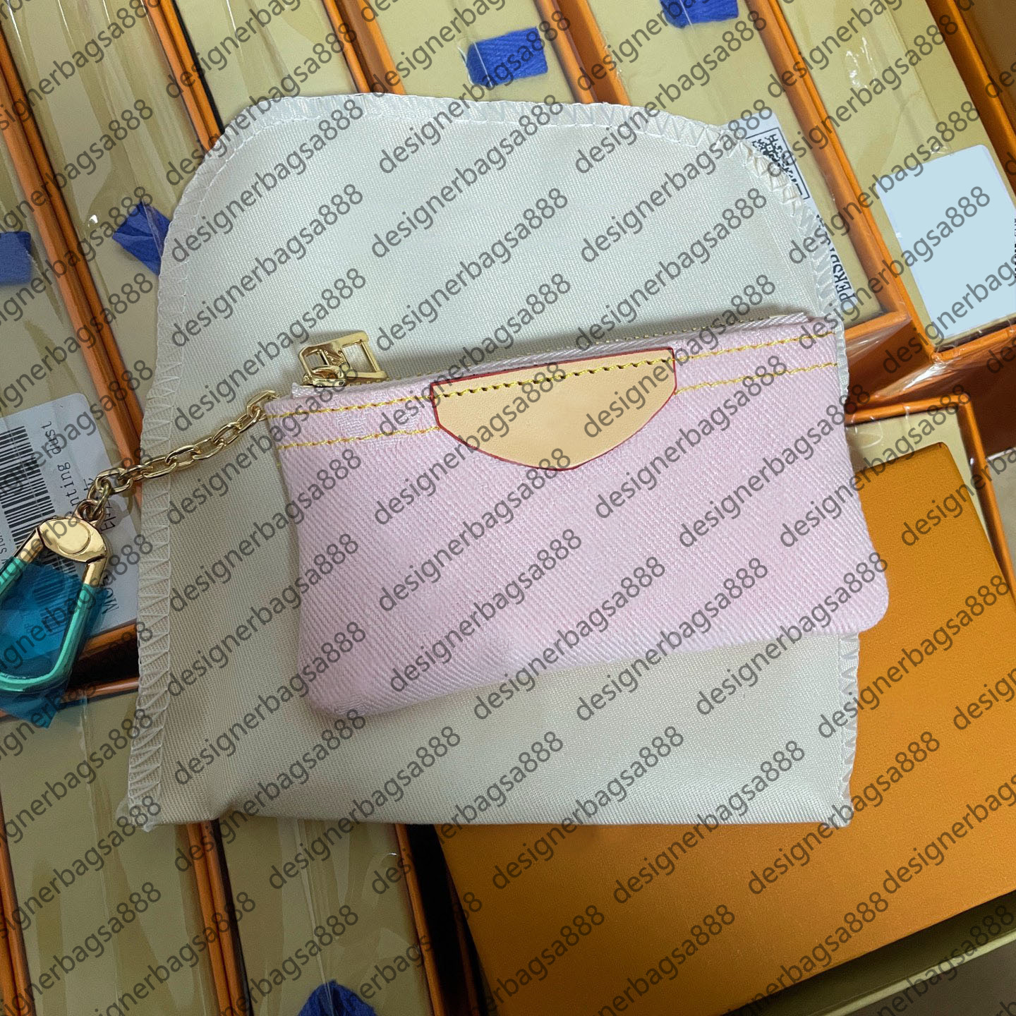 KEY POUCH 62650 POCHETTE CLES Designers Fashion Women Men Key Ring Credit Card Holder Coin Purse Mini Wallet Leather Handbags Dust bag With Box Pink keybag 888