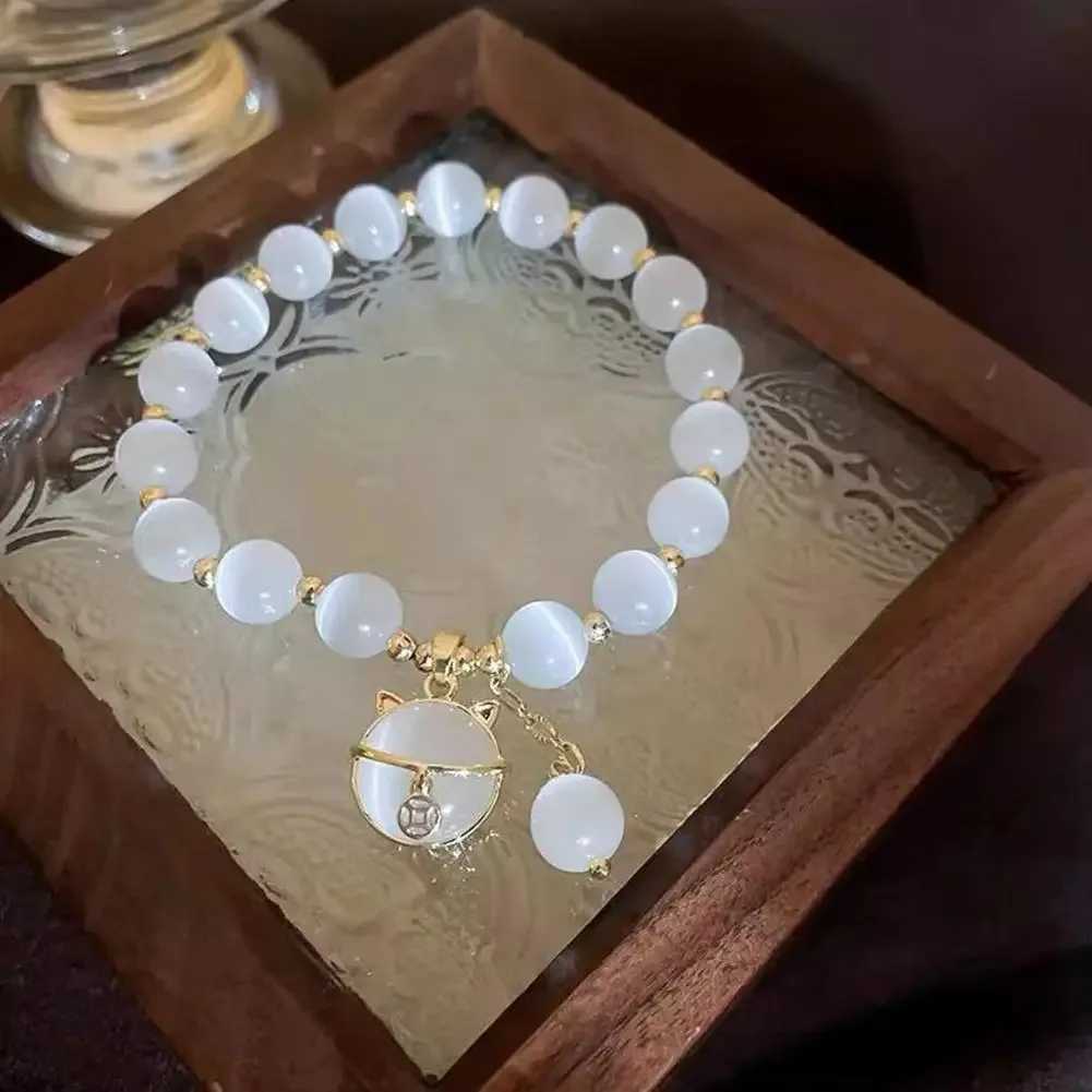 Exquisite Opal Beaded for Women Elegant Lucky Cat Pendant Adjustables Fashion Friendship Jewelry Gifts C251105