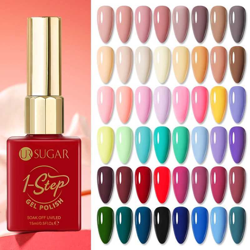 UR SUGAR 15ml 1 Step Gel Polish 3 IN 1 Red Pink Glossy Nail Soak Off LED UV Gel Nail Varnishes No Need Base Gel and Top CoatT251127