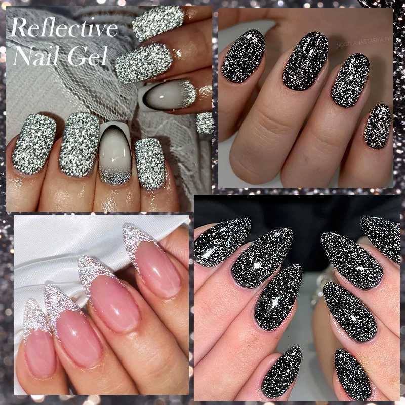 LILYCUTE 7ml Reflective Glitter Gel Nail Polish Shining Sparkling Gorgeous Silver Effect Semi-permanent UV Gel Nail Art ManicureT251127