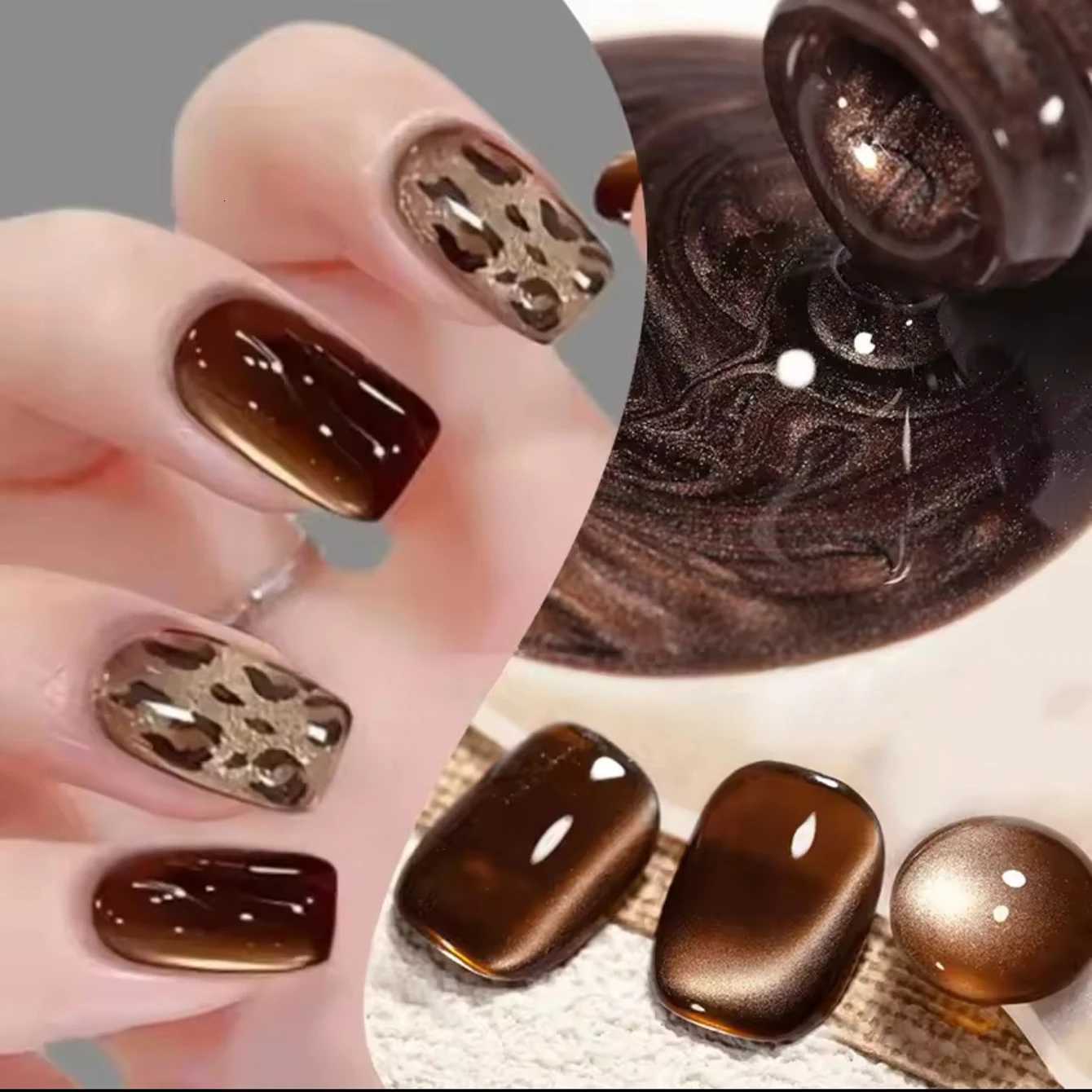 12ml 1pcs 2025 New Brown Gold Cat Eye Gel Nail Polish Autumn Nails Black Red Magnet Cat Eye Gel Polish Gold Nails Nail ArtT251127