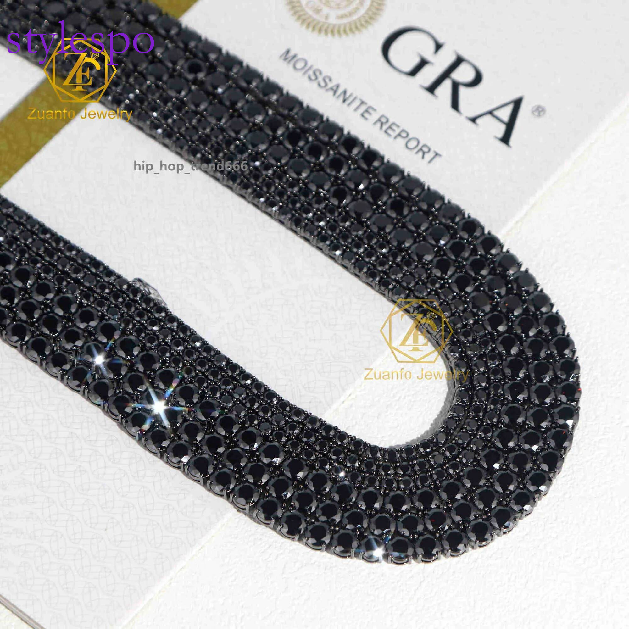 Newest Custom Sterling Sier Bracelet Party Ocn Moissanite 2mm 3mm 4mm 5mm 6.5mm VVS Black Tennis Chain