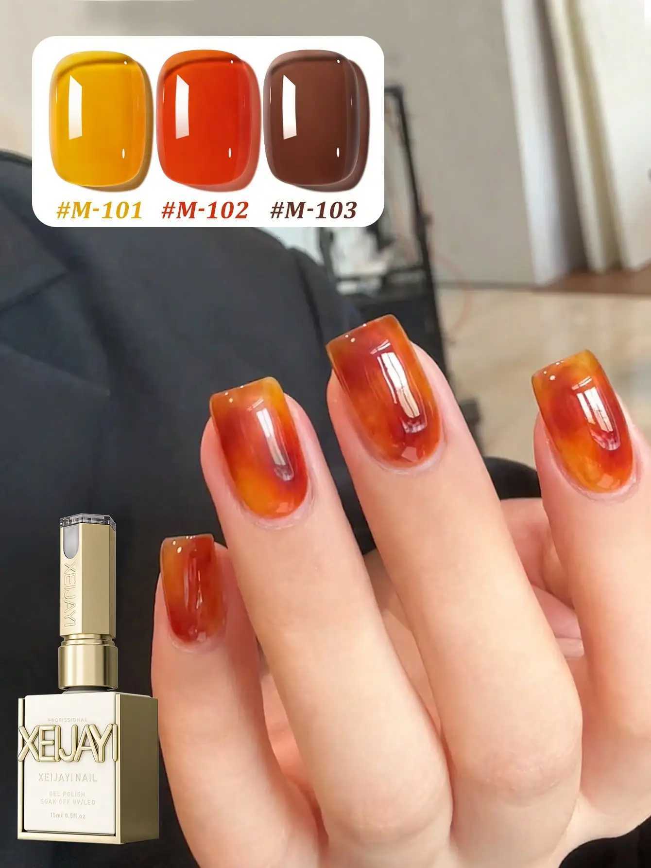 3Pcs 15ML Amber orange Nail Gel Set Semi Permanent Nail Art Soaking UV LED Nail Salon DIY Nail Salon Gel For Spring And SummerT251127