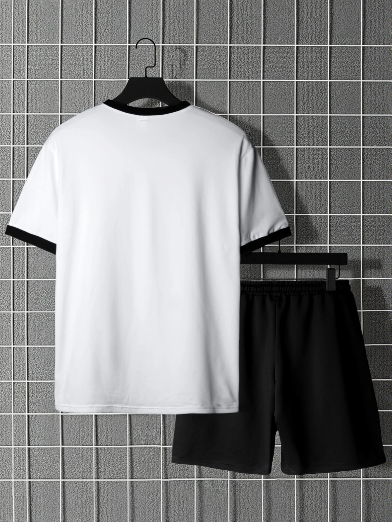 Summer color matching sportswear mens short sleeved loose T-shirt five pants casual set two-piece set 250427