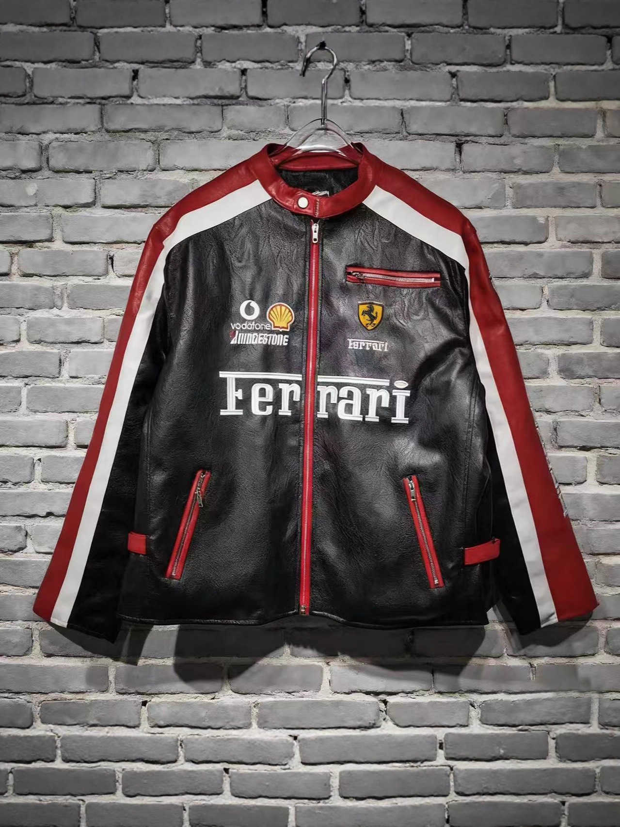 American style cycling embroidery F1 motorcycle suit PU leather jacket cross-border retro autumn and winter jacket for men and women racing suit L251127