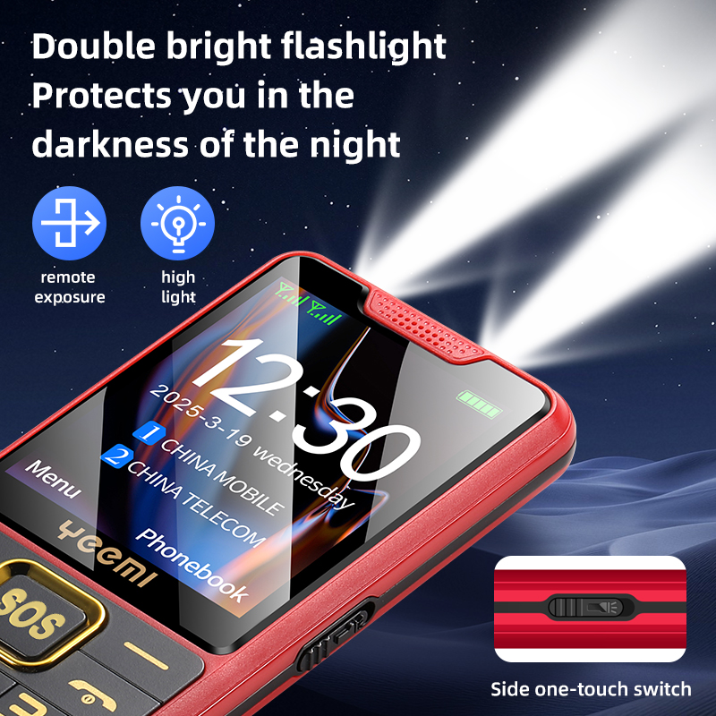 Unlocked Yeemi 3G 4G LTE Dual SIM Cards Cell Phone Type-C 2500mAh LED Light SOS Super Fashion Large Push Button Phone For Elderly