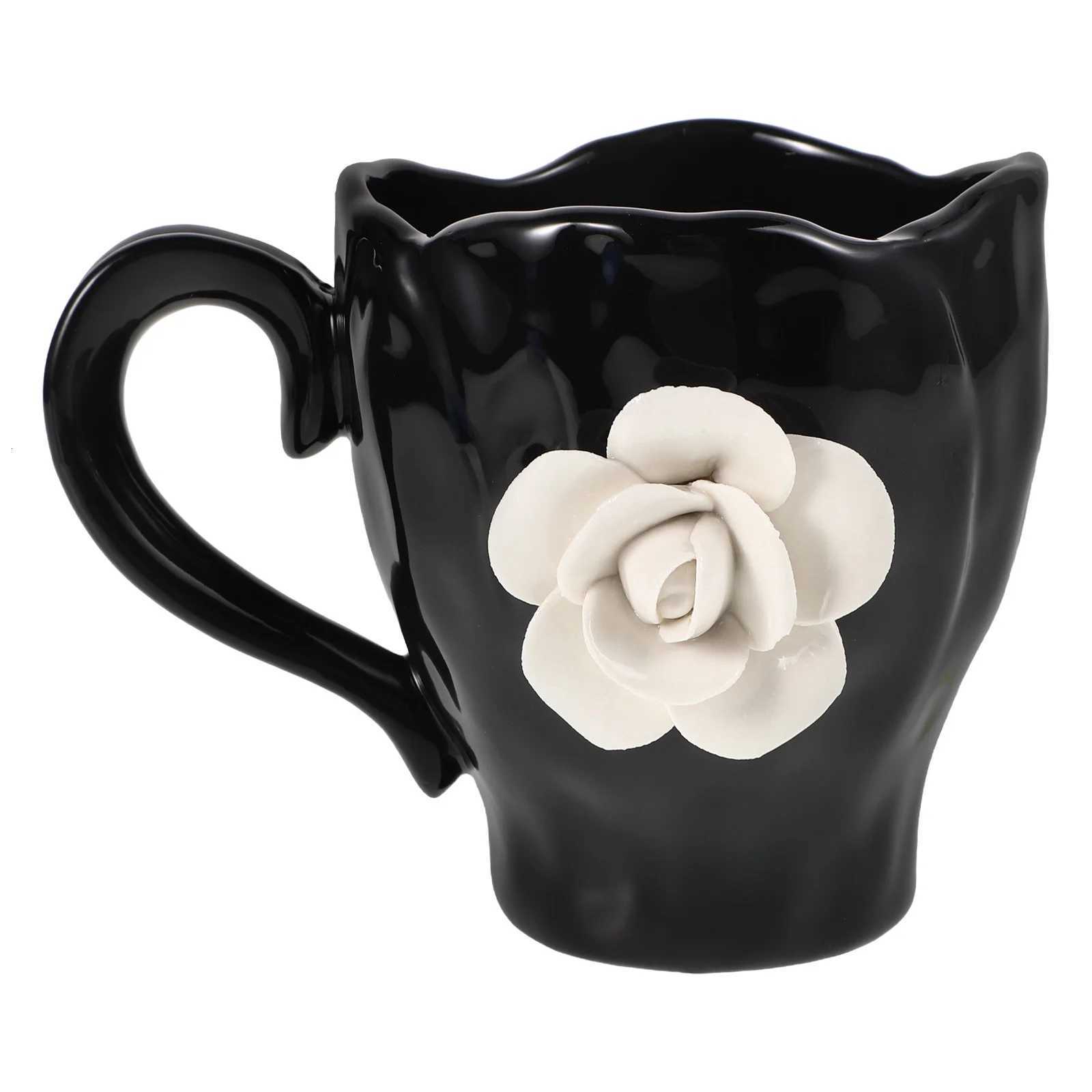 luxery Ceramic Mug with Rose Design Elegant Flower Coffee Cup for Tea Lovers Vintage Style Decorative Drinkware Cute Floral Mug C251127