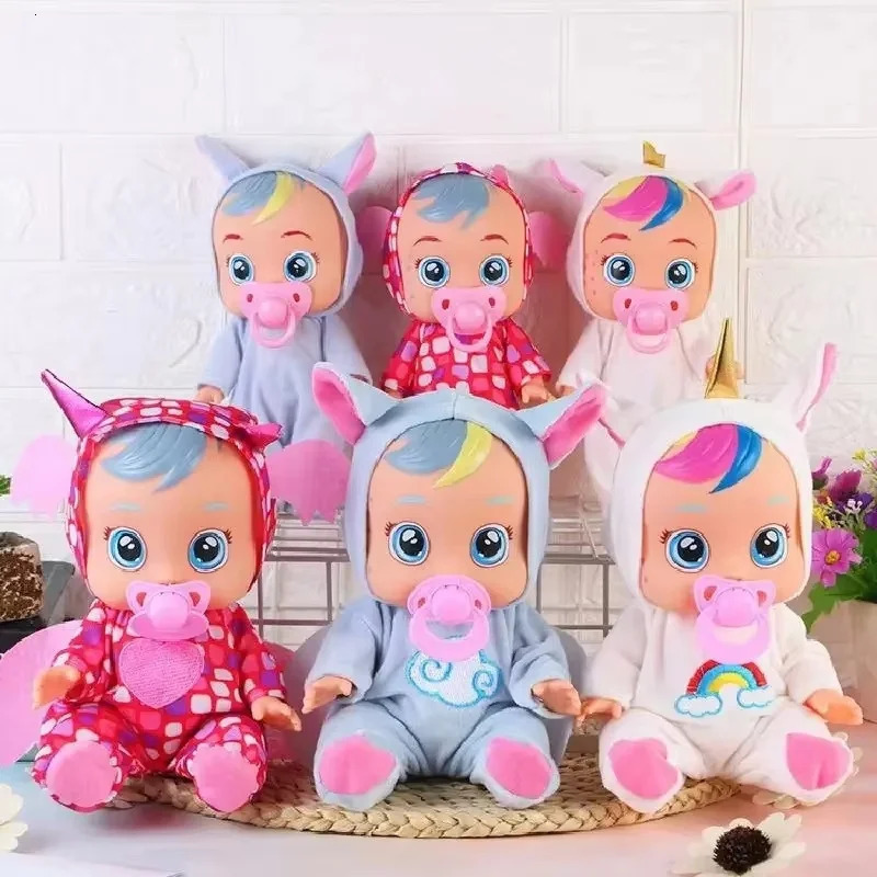 8inch 3D Weeping Babies Unicorn Baby Simulation Baby Crying Doll Creative Cute Doll For Girl Reborn Baby Vinyl Christmas Gift 251125