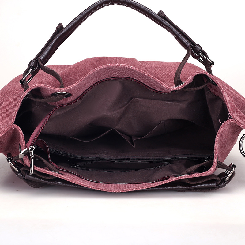 Wholesale European and American canvas bags women's large-capacity retro women's shoulder bags student tote large bags casual handbags