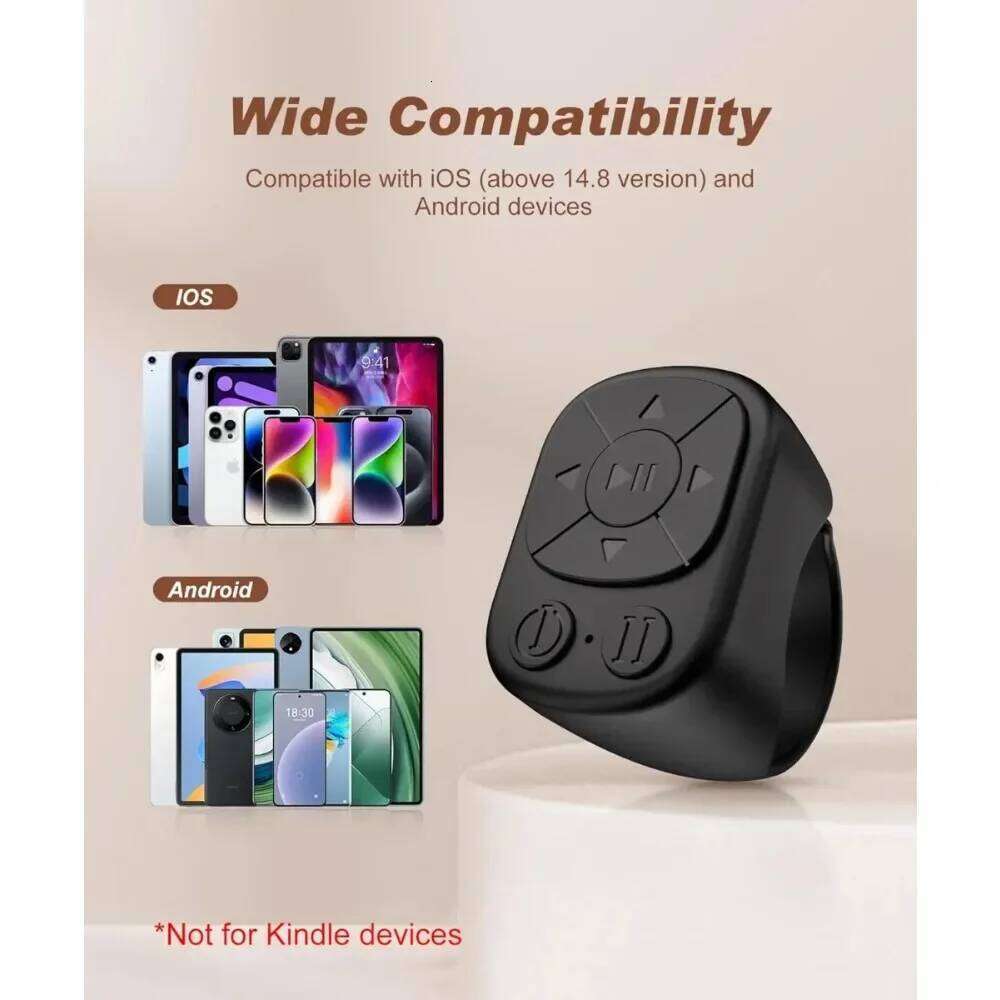 Is Suitable For Iphone Ipad Bluetooth Page Turning Ring Roller Both Camera Remote Control Function Compatible