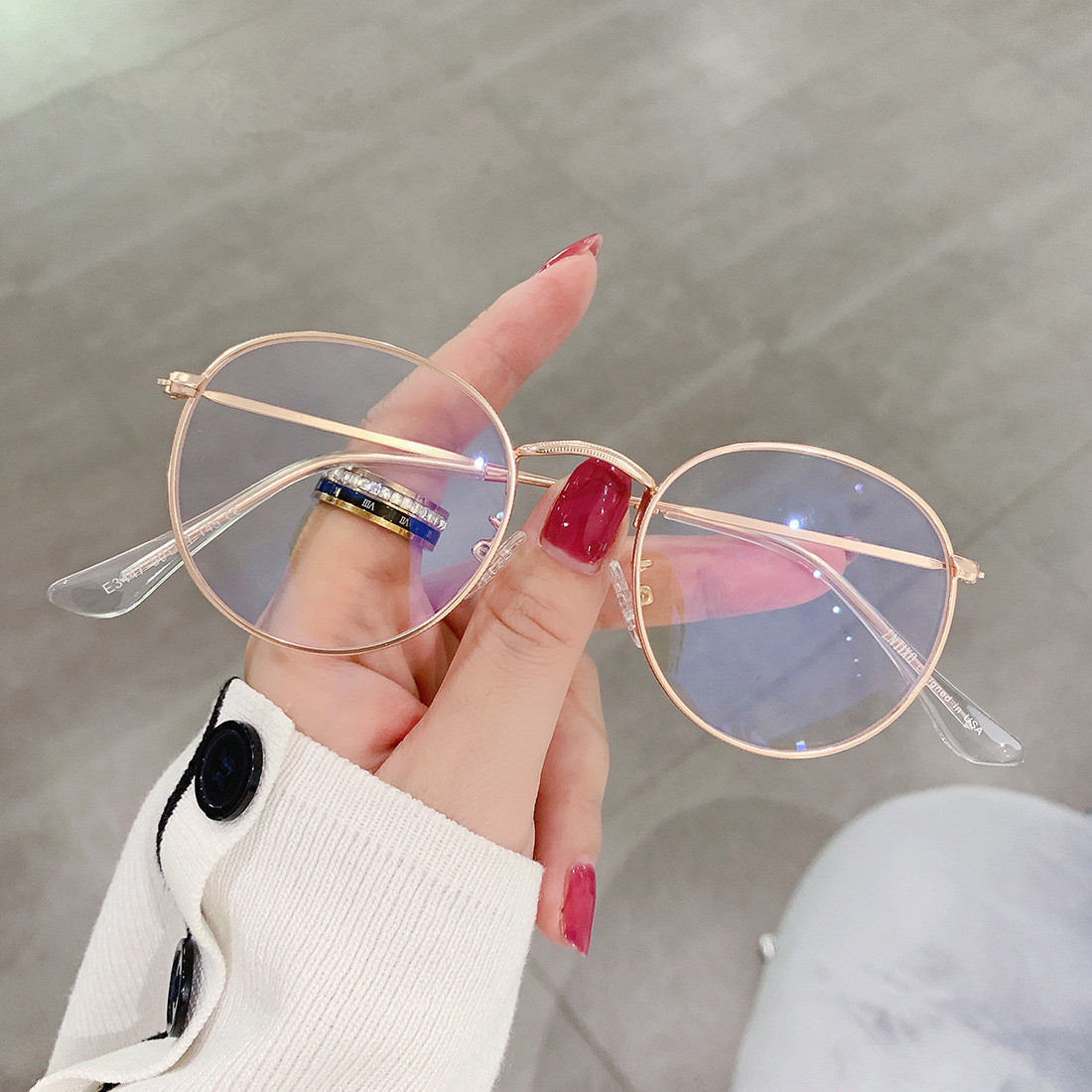 Designer Sunglasses For Women Men Anti-blue Light Plain Lenses Metal Myopia Frame Glasses Oval Anti-blue Light Business Glasses