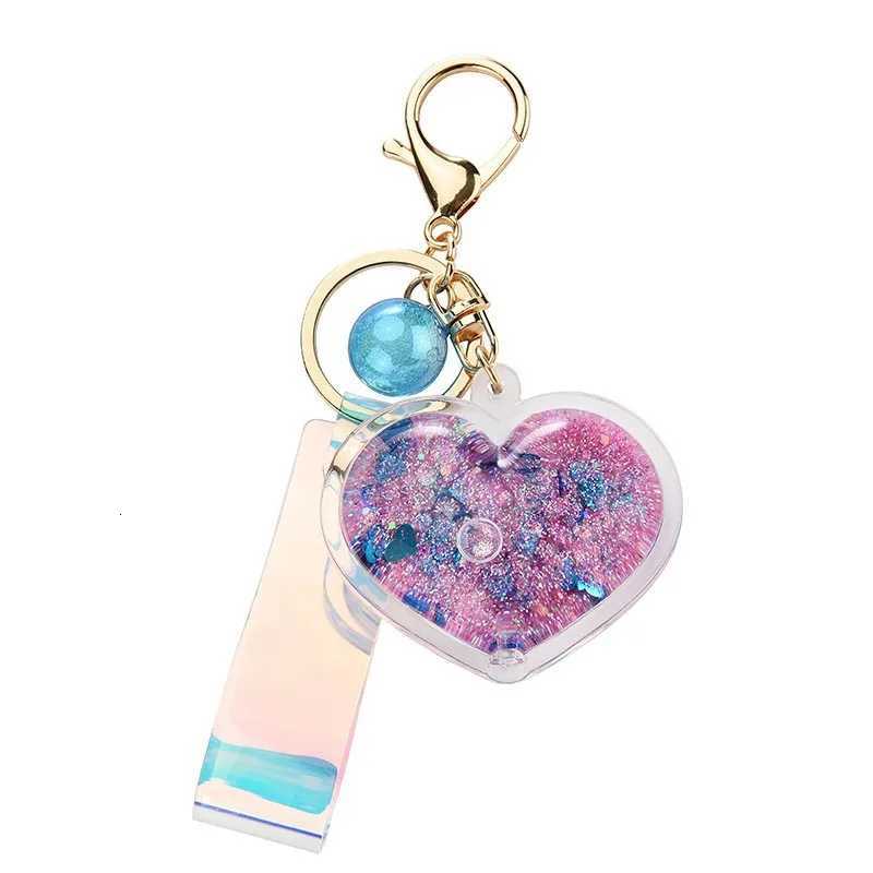 Creative Oil Quicksand Heart Keychain Fashion Trendy Bag Small Pendant Exquisite Cute CoupleT251127