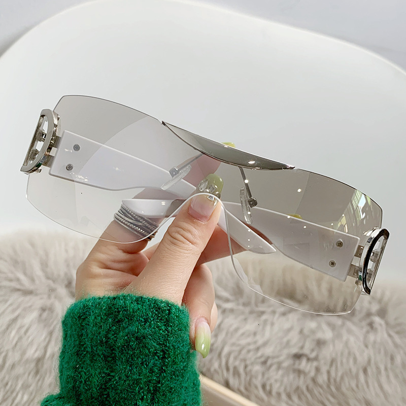 Luxury Brand Sunglasses - Large Frameless Y2K Outdoor Sports Shades - Futuristic Tech-Style Fashion Personality - 2025 New