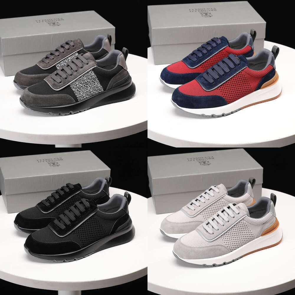 Mens womens designer sneaker BC low Knitted mesh Casual Brunello Cucinelli luxury leather Loafers dress shoe Flat walk run Outdoor sport tennis Training shoes