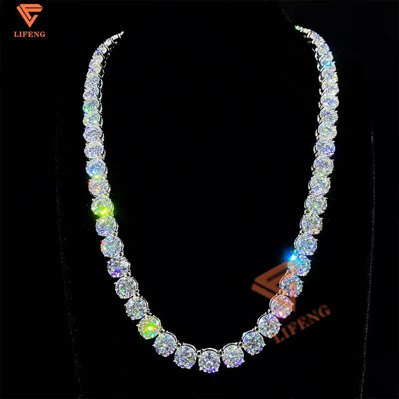 Fine Jewelry Hip Hop White Gold 925 Sterling Silver VVS Moissanite Diamond Cluster Tennis Chain Bracelet Necklace for Men Women