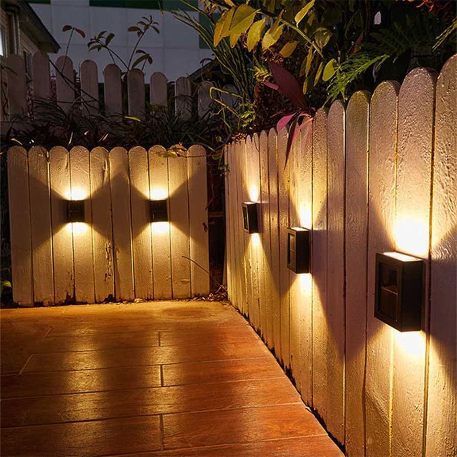 Solar Wall Lamp Outdoor Solar Wall Washer Light Waterproof Up and Down Luminous Lighting For Garden Yard Street Landscape DecorM251127
