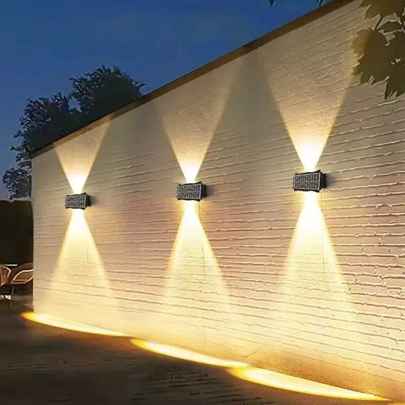 Wall Lamp Led House Outdoor Solar Waterproof Up And Down Luminous Lighting Balcony Yard Decoration Garden Exterior Wall LightM251127