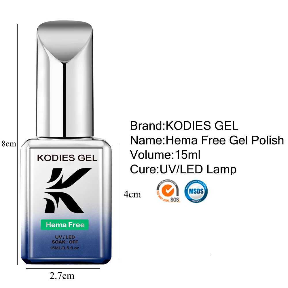 KODIES GEL HEMA Free Gel Nail Polish 15ML Semi Permanent UV/LED Healthy Resin Manicure Varnish Full Color Base Top Coat NailartT251127