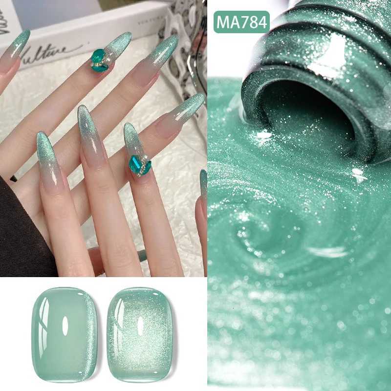 7ml Auroras Mint Green Cat Magnetic Gel Nail Polish Royal Blue Semi Permanent Glimmer Crystal Magnet Nail Gel Polish Art VarnishT251127