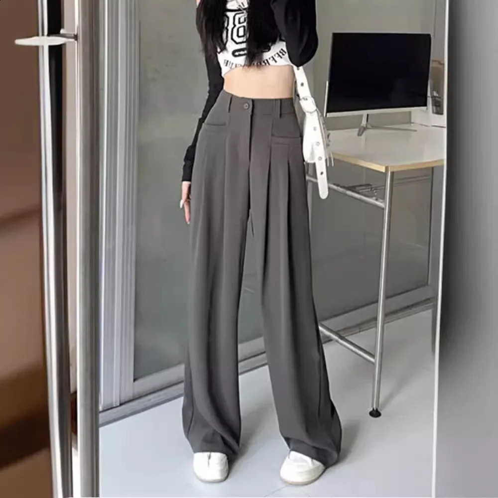 High waisted loose straight leg pants for comfortable womens casual spring and summer thin cut with a floral bell sole 250427