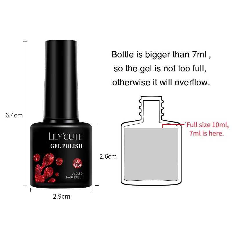 LILYCUTE 7ML 184 Colors Nail Gel Polish Shining Red Glitter Semi Permanent Nail Art Varnish Long Lasting UV LED Gel ManicureT251127