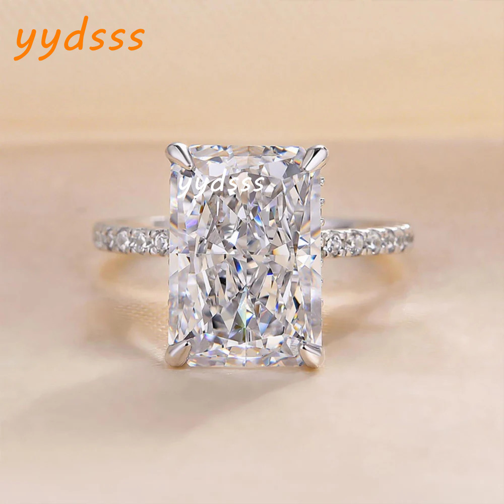 Luxury Lab Grown Diamond Ring 3CT Radiant Cut 14k Gold IGI Certificate Hidden Halo Engagement Ring