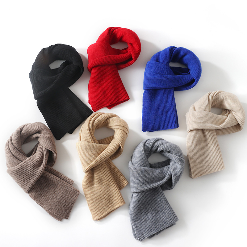 K544 Manufacturers wholesale 2025 new 100% wool soft pure color versatile knitted warm cashmere wool scarf for women
