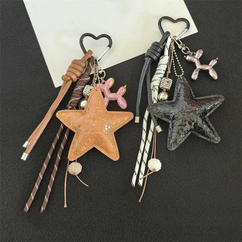 Fashion Starfish Keychain Cute Balloon Dog Leather Charm Women Maximalist Bag Ornaments Accessories Braided Rope KeyringT251127