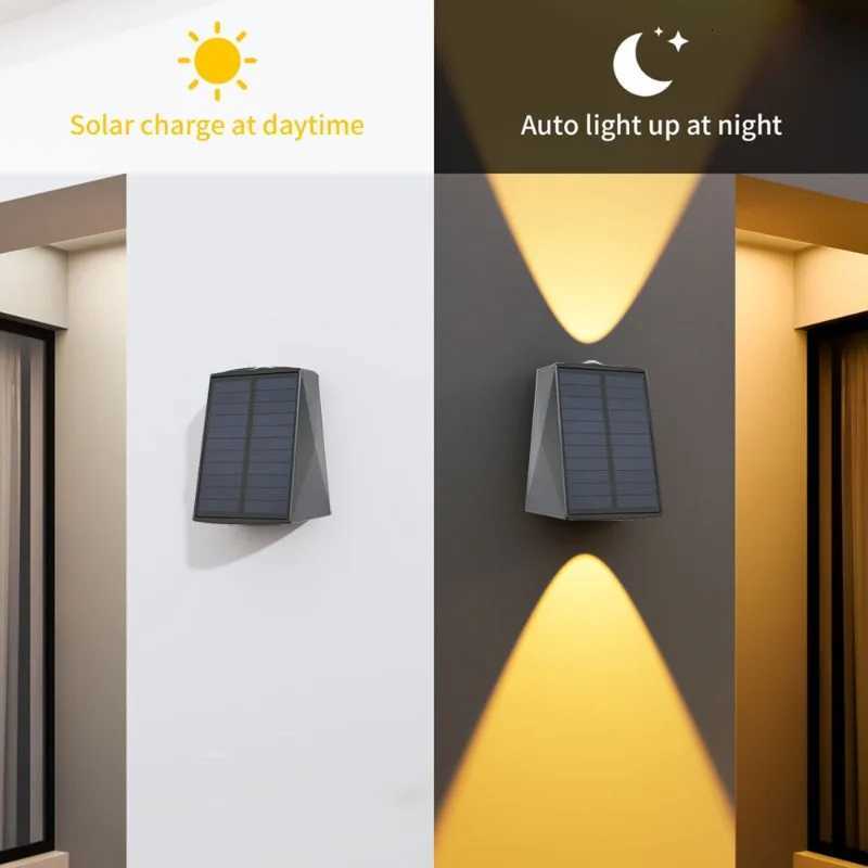 LED Solar Wall Lights Up and Down Lighting Solar Outdoor Light Waterproof IP65 Solar Fence Light for House Yard Garden GarageM251127