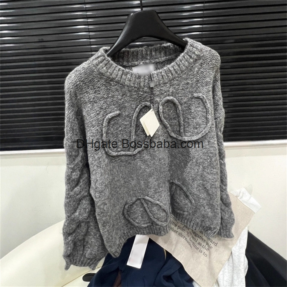 Knitted Designer Sweater Women Luxury Brand Tops Blouses Loose Pullover Jumpers Lantern Sleeve Lazy Style Sweaters Outfits For Woman